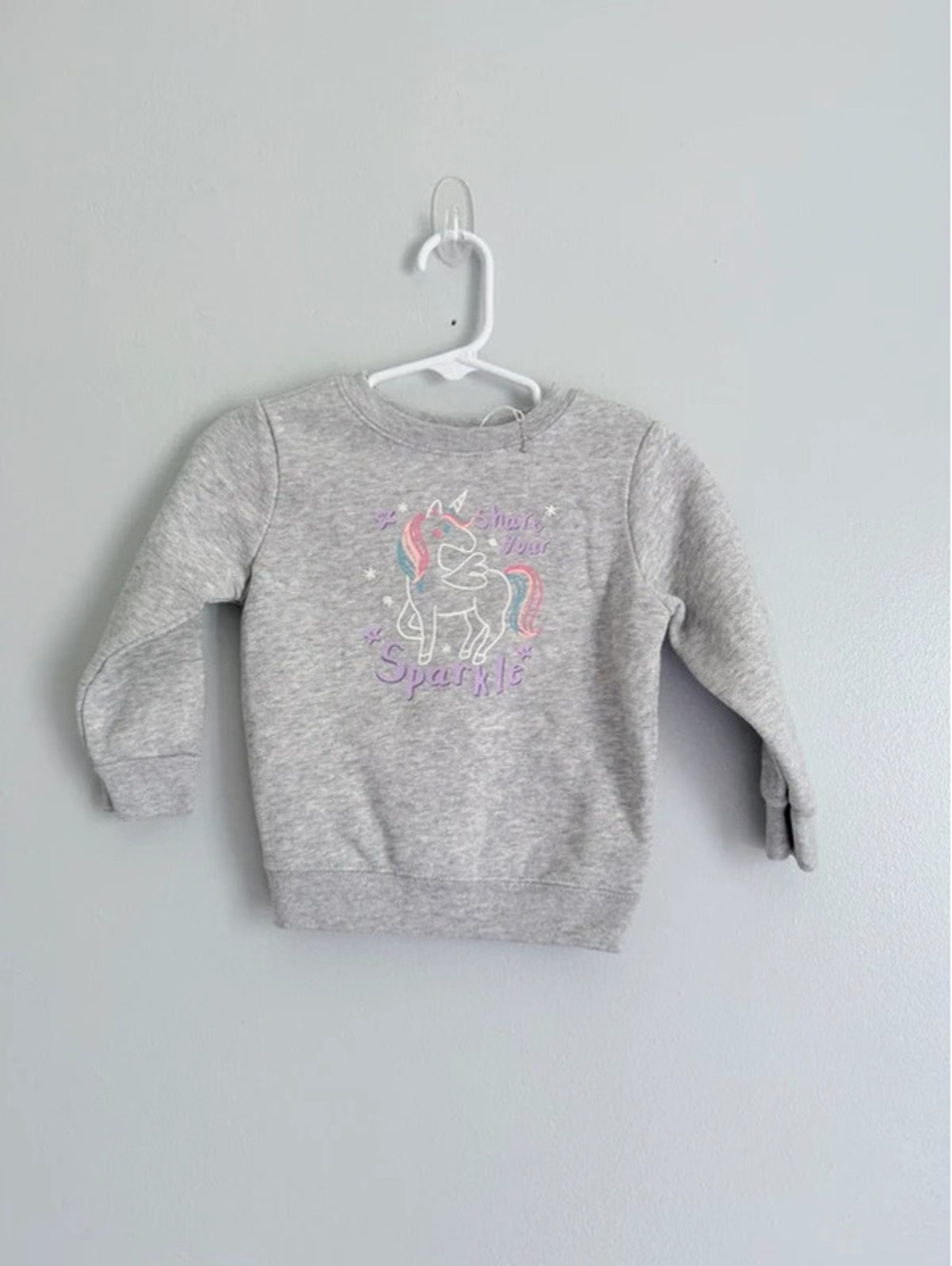 Okie Dokie Girls Fleece Unicorn Sweatshirt 18M Gray Pullover